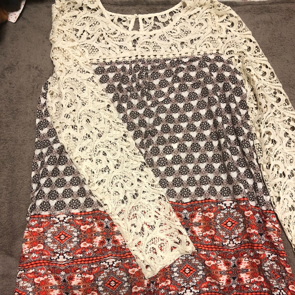 NWT Multi color lace detail boutique dress size L